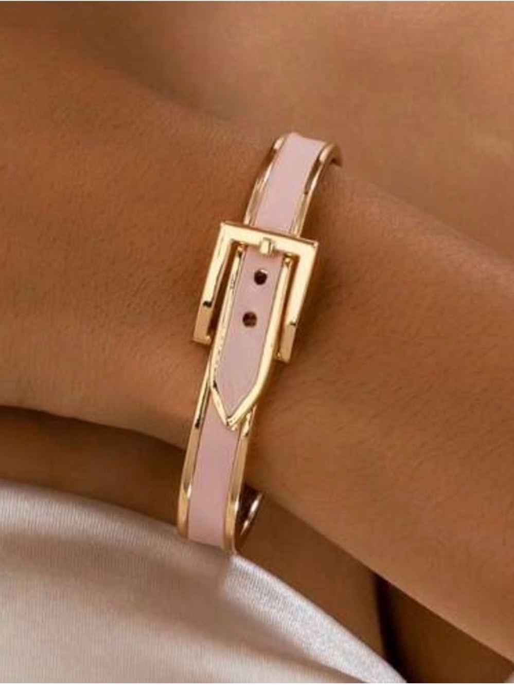 Pink Gold-Tone Buckle Bangle Bracelet - Women's Jewelry Western Bracelet
